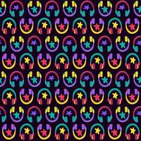 Funny Colorful Musical Headphone Vector Pattern