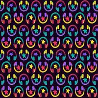 Funny Colorful Musical Headphone Vector Pattern