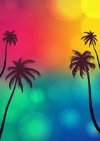 Palm tree silhouettes with bokeh lights vector