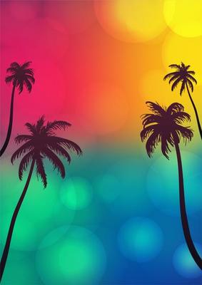 Palm tree silhouettes with bokeh lights
