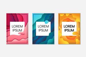 Abstract papercut banner set vector