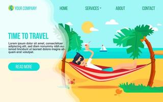 Tourism agency flat landing page template vector