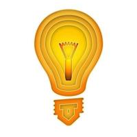 Paper cut design of light bulb in realistic vector