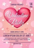 Valentines Day party invitation poster template vector