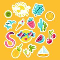 Summer color vector stickers set
