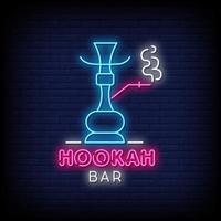 hookah bar letreros de neón estilo texto vector