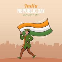 dibujado a mano ilustración del día de la república india vector