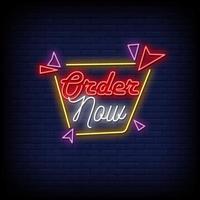 Order Now Neon Signs Style Text Vector