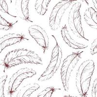 Hand drawn feathers pattern vector