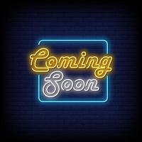 Coming Soon Neon Signs Style Text Vector