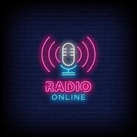 Radio Online Neon Signs Style Text Vector