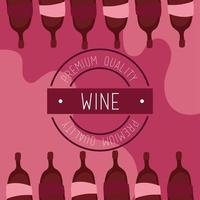 wine premium quality poster with bottles vector