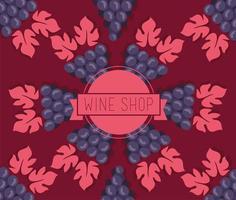 wine premium quality poster with grapes pattern vector