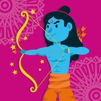 feliz celebración dussehra con señor rama azul personaje vector