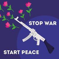 International Day of Peace and stop war letterings with rifle weapon vector