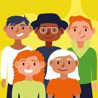 Group of interracial people, inclusion concept vector