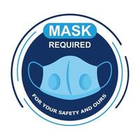 mask required circular label with lettering vector