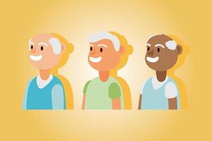 interracial old men, active seniors characters vector