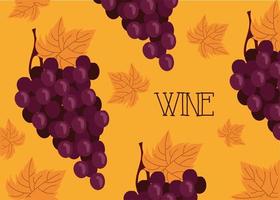cartel de vino de primera calidad con uvas. vector
