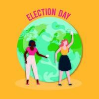 election day democracy with interracial girls with voting cards vector