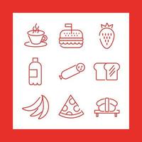 paquete de nueve iconos de comida vector