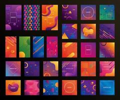 bundle of twenty eight geometric vivid backgrounds vector