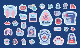 Bundle of new normal campaign with letterings and icons vector