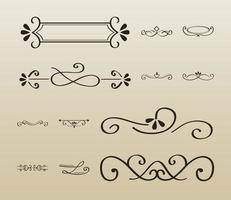 decorative swirls dividers in beige background vector