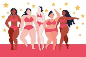 grupo de diferentes tipos de cuerpo de mujeres vector