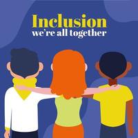 grupo de personas interraciales, concepto de inclusión vector