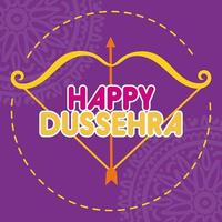 happy dussehra celebration with arch arrow and mandalas vector