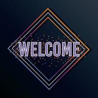 welcome label lettering in diamond shape vector