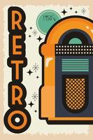 cartel de fiesta de estilo retro con máquina de discos de música vector