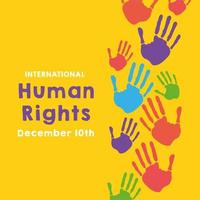 Human rights campaign lettering with hand prints vector