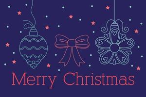 Merry Christmas celebration card with ornaments vector