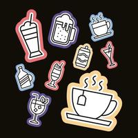 bundle of nine beverages stickers icons vector