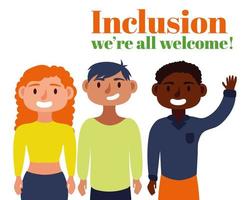 Group of interracial people, inclusion concept vector