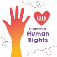 human rights campaign lettering with hand silhouette and heart vector