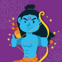 happy Dussehra celebration with lord rama blue character vector