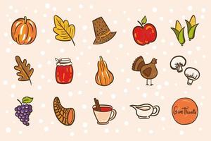 bundle of thanksgiving day icons vector