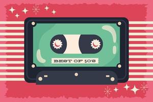 cartel de fiesta de estilo retro con cinta de cassette