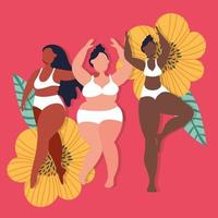 Group of women with different body types vector