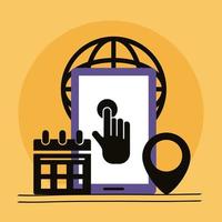 smartphone and interface icon set vector