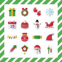 Merry Christmas celebration icon set vector