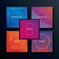 bundle of five geometric vivid backgrounds vector