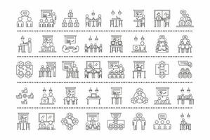 bundle of fourty workers avatars, coworking line style icons vector