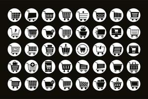 bundle of fourty shopping carts line style icons vector