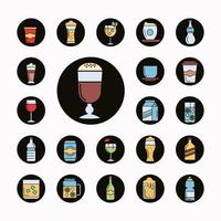 paquete de veintidós iconos de bebidas vector