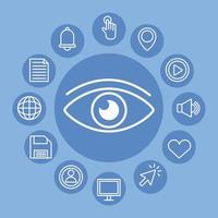 eye with interface set line style icons vector