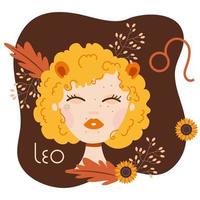 beautiful woman with leo zodiac sign vector